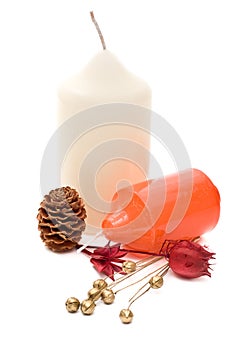Two candles and dry decoration