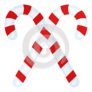 Two Candy Canes Flat Icon on White