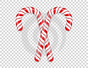 Two candy canes on transparent background, vector eps10 illustration