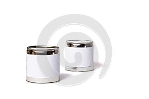 Two cans without lables. Metal cans isolated on a white