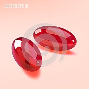 Two capsules painkiller isolated on light background. 3d Vector