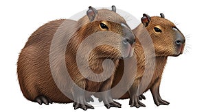Two capybaras standing side-by-side, ai generated