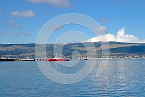 Two Car Ferries on the River Clyde at McInroy`s Point Gourock