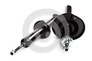 Two car shock absorbe on white background.