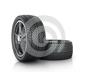 Two car wheels