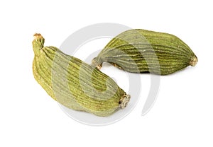 Two cardamon pods isolated on white