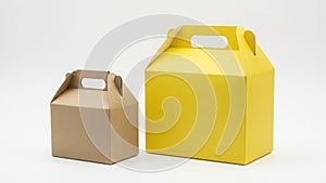 Two cardboard boxes with handles on a white background isolated on white background
