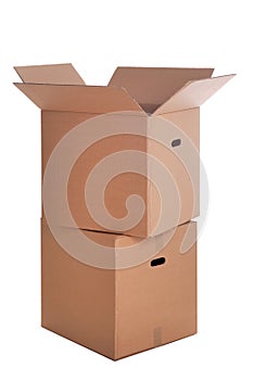 Two cardboard boxes isolated