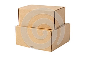 Two cardboard boxes, isolated on white.