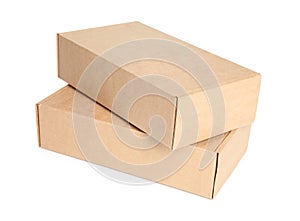 Two cardboard boxes on white