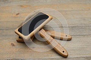 Two carding brushes for combing wool photo