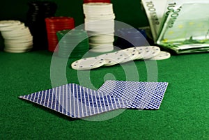 Two cards on the casino table