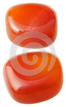 Two carnelian (cornelian, sard) gemstones