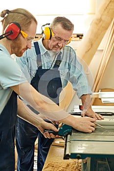 Two Carpenters Cutting Wood