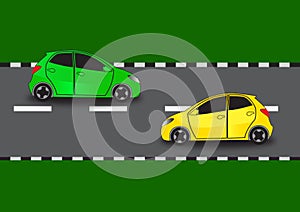 Two cars running in opposite direction