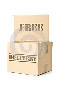 Two carton parcels with Free Delivery imprint