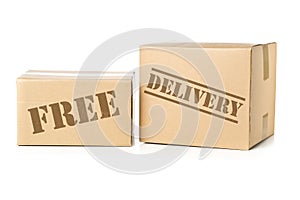 Two carton parcels with Free Delivery imprint