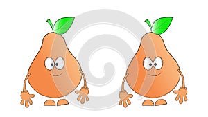 Two cartoon animated pears. Pears with a gaze. Expectation.
