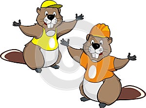 Two cartoon beavers