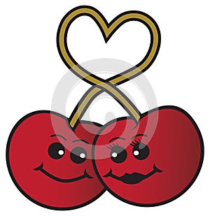 Cartoon Cherries in Love