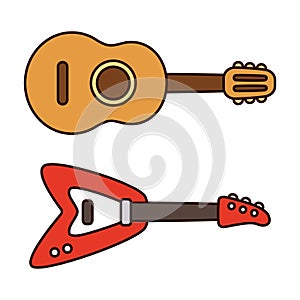 Two cartoon guitars