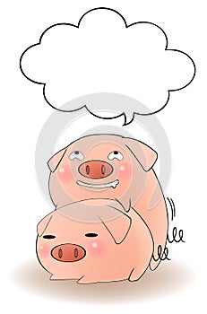 Two cartoon pigs having sex with speech bubble