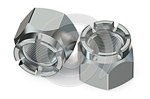 Two castellated nuts