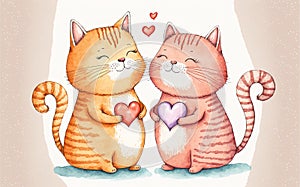 Two cats holding a heart with their paws