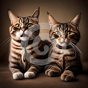 Two cats looking surprised - ai generated image