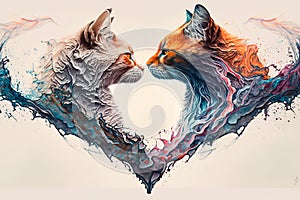 Two cats love each other, cats kiss, print for you Generative AI