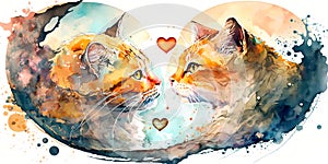 Two cats love each other, cats kiss, print for you Generative AI