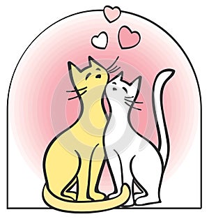 Two cats in love. Vector.