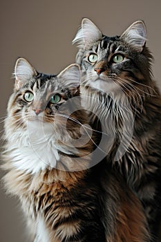 Two Cats Standing Together