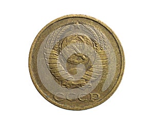 Two cccp kopecks coin on a white isolated background photo