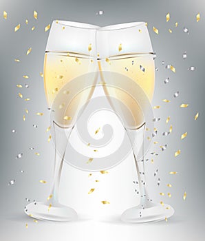 Two celebration champagne glasses