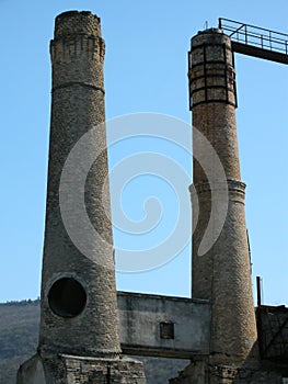 Two cement factory towers