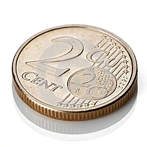 Two-cent coin isolated on white background photo