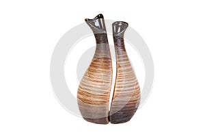 Two ceramic vases, isolated on white. Souvenir
