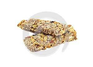 Two cereal bars isolated over white background