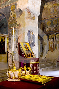 Two ceremonial crowns .orthodox wedding accessories