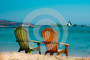 Two Chairs at the beach.