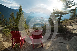 Two chairs overlooking valley