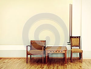 Two chairs and table