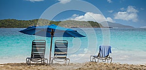 Two Chairs Under Beach Umbrella