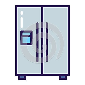 Two-chamber refrigerator color line icon. Kitchen appliance. Household equipment. Sign for web page, mobile app, banner