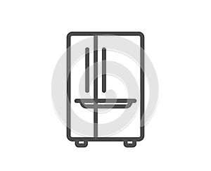 Two-chamber refrigerator line icon. Fridge sign. Vector