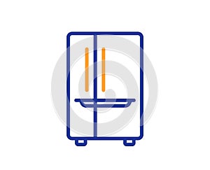 Two-chamber refrigerator line icon. Fridge sign. Vector