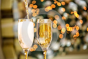 Two Champagne Glass On Defocused Background