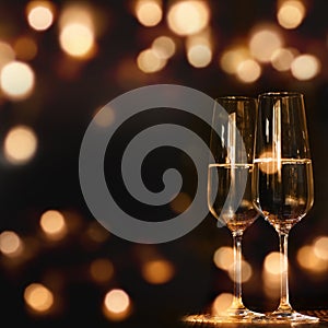 Two Champagne glasses for festive occasions
