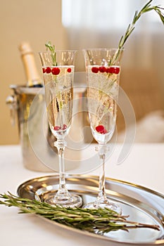 Two champaign glasses isolated on white